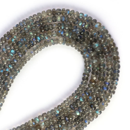 Natural Labradorite Round Faceted Beads, 4 MM to 6 MM, Labradorite , 8 Inch, Per Strand Price