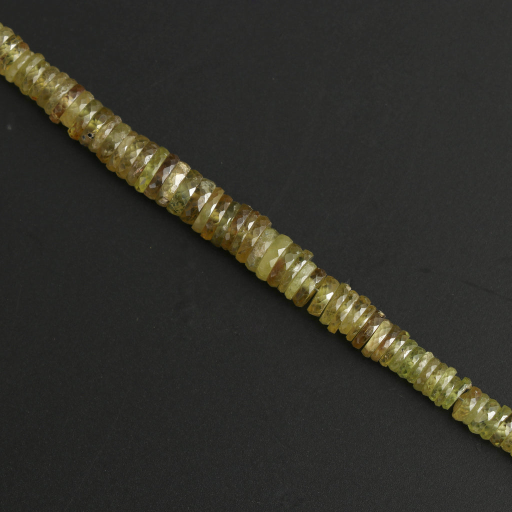 Natural Sphene Faceted Tyre Beads -3mm to 6 mm - Sphene Faceted Gemstone - Gem Quality, 8 Inch, Price Per Strand - National Facets, Gemstone Manufacturer, Natural Gemstones, Gemstone Beads