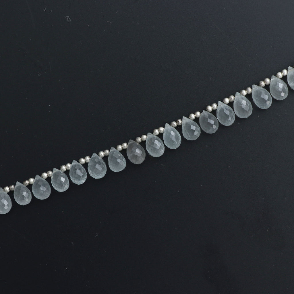 Aquamarine Faceted Drops Beads - 6x9 mm to 6x10 mm - Aquamarine Drops Briollete - Gem Quality , 20 Cm Full Strand, Price Per Strand - National Facets, Gemstone Manufacturer, Natural Gemstones, Gemstone Beads