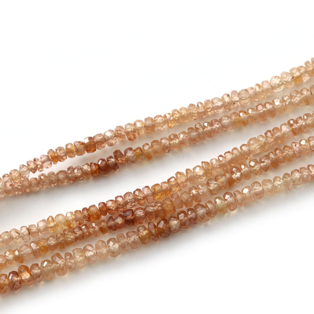 Brown Zircon Faceted Roundelle Beads, 2.5 mm to 4 mm / Zircon Faceted Beads -Gem Quality , 8 Inch 6 Inch Full Strand, Price Per Strand - National Facets, Gemstone Manufacturer, Natural Gemstones, Gemstone Beads