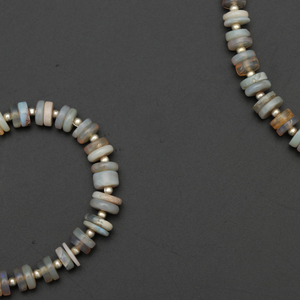 Natural Australian Opal Smooth Tyre Shape Beads, Australian Opal Tyre -5mm to 7.5mm-Gem Quality, 8 Inch/ 20 Cm Full Strand, Price Per Strand - National Facets, Gemstone Manufacturer, Natural Gemstones, Gemstone Beads