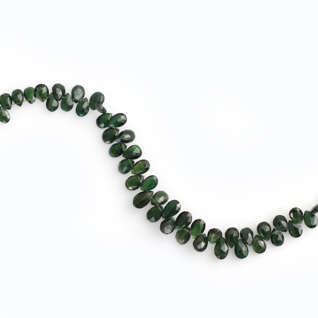 Chrome Tourmaline Faceted Pear Beads, 3x4.5 mm to 4.5x7 mm, Chrome Tourmaline Faceted Gemstone, 8 inch, Price Per Strand - National Facets, Gemstone Manufacturer, Natural Gemstones, Gemstone Beads